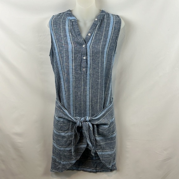 Anthropologie‎ Drew Henley Striped Tie Wrap Sleeveless Mini Dress Size S - Picture 3 of 10